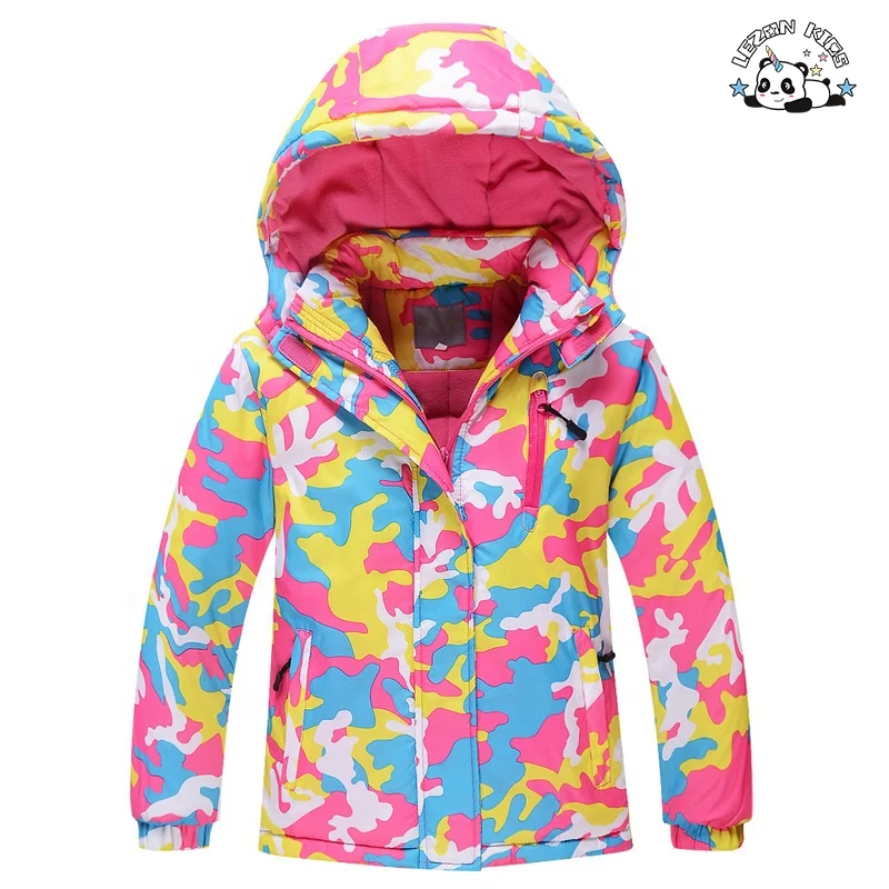 Conjunto de Esqui Infantil Camuflado Impermeável e Quente para Meninas, Jaqueta e Calça, Conjunto de Snowboard de Inverno - Product Image