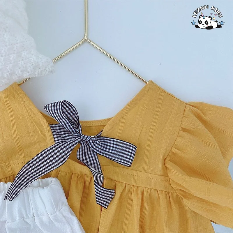 Conjunto de verão para meninas 2022 camisa nova shorts de manga curta para crianças - Product Image