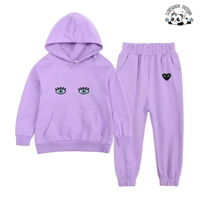 High Quality Colorful Fabric Customization Cotton Pullover Youth Clothing Sets Girls