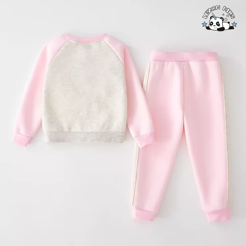 Roupas de outono de alta qualidade para meninas com remendos de chenille e sweatshirt de algodão Conjunto - Product Image