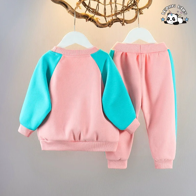 Conjunto de camisola de alta qualidade para meninas com 2 peças, logotipo personalizado com coelho de lantejoulas para conjuntos de roupas de meninas pequenas no inverno - Product Image