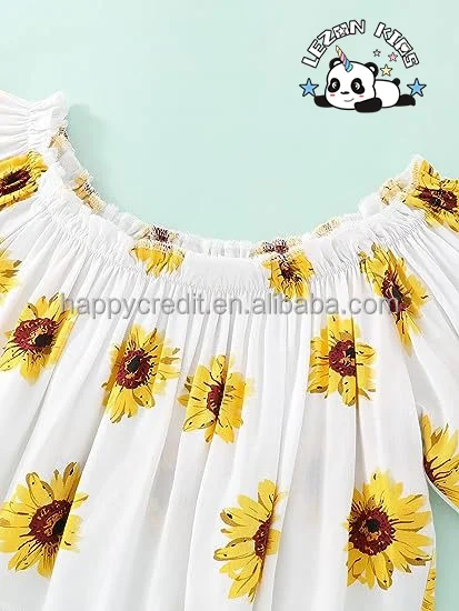 Hot Sale 2 Piece Outfit Summer Boho Floral Print Long Sleeve Top and Shorts Set Cute Clothes for Girls - Product Image