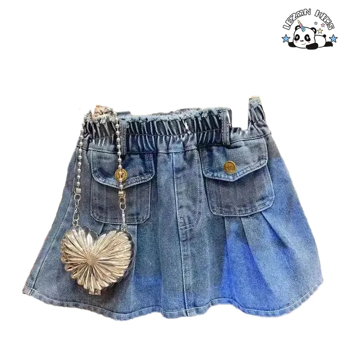 Hot Sale Products Spring and Autumn Denim Sets Jacket and Skirts Girls Sets for 2T-14T Kid's - Product Image