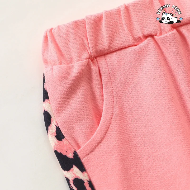 Hot Selling Leopard Pattern Pullover Hoodies and Pants Girls Sets Child Clothing Winter Tracksuits - Product Image