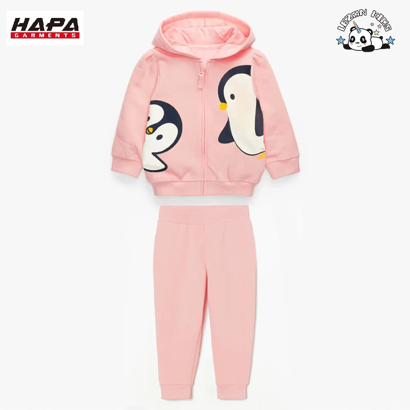 Produtos Infantis Personalizados de Inverno Quente Conjuntos de Moletom com Capuz de Impressão de Animais Fofos para Meninas - Product Image