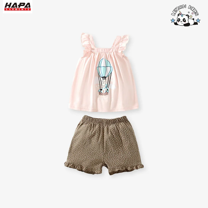 Manufacture Direct Cute Kids Clothing Cotton Fabric Vest and Shorts Girls Set for 2-14T - Product Image