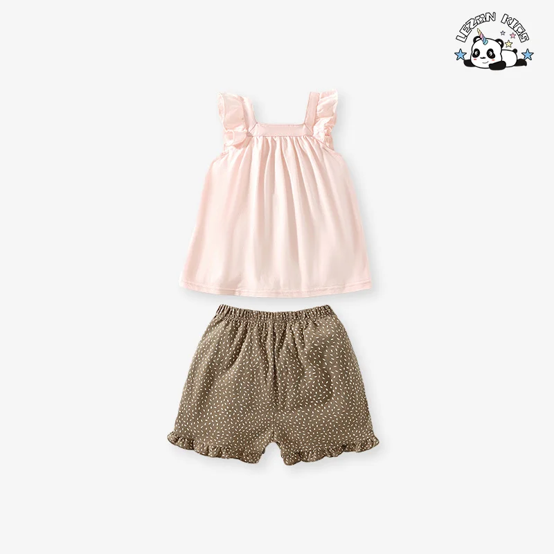 Manufacture Direct Cute Kids Clothing Cotton Fabric Vest and Shorts Girls Set for 2-14T - Product Image