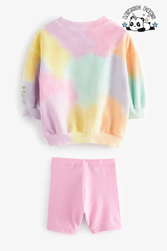 New Arrival Colorful Printed Tie Dyed Kids Girls Cotton Clothing Set Joggers Sets - Product Image