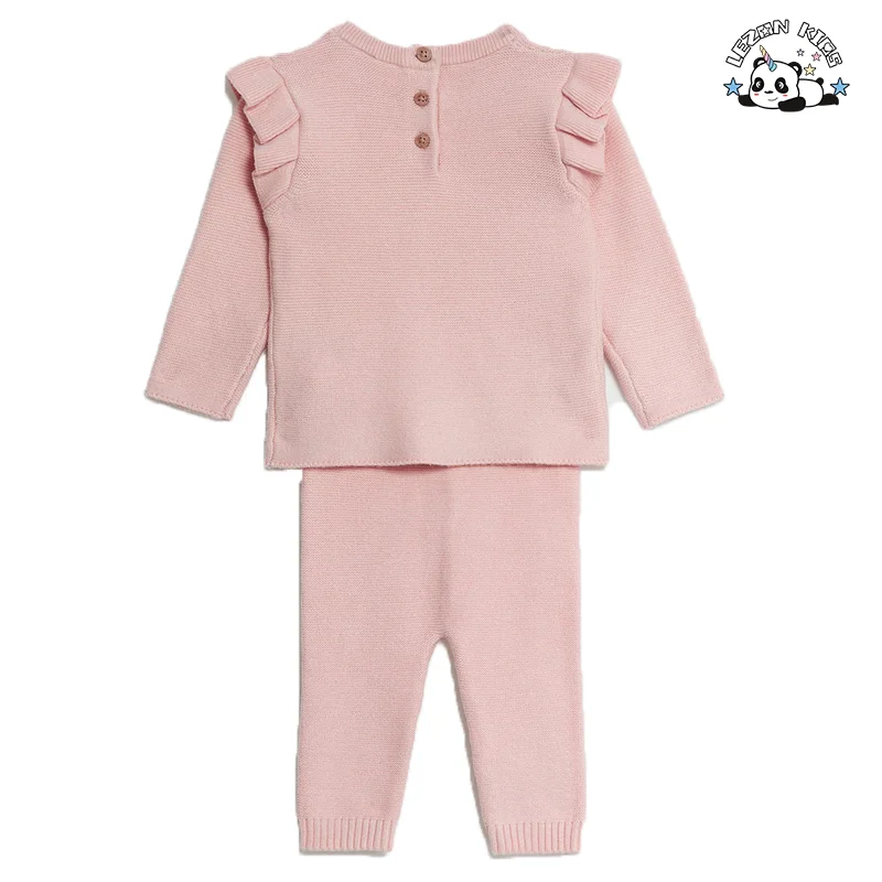 New Arrival Plain Soft Long Sleeves Long Pants Kids Clothing Set Toddler Girls Clothing Sets - Product Image