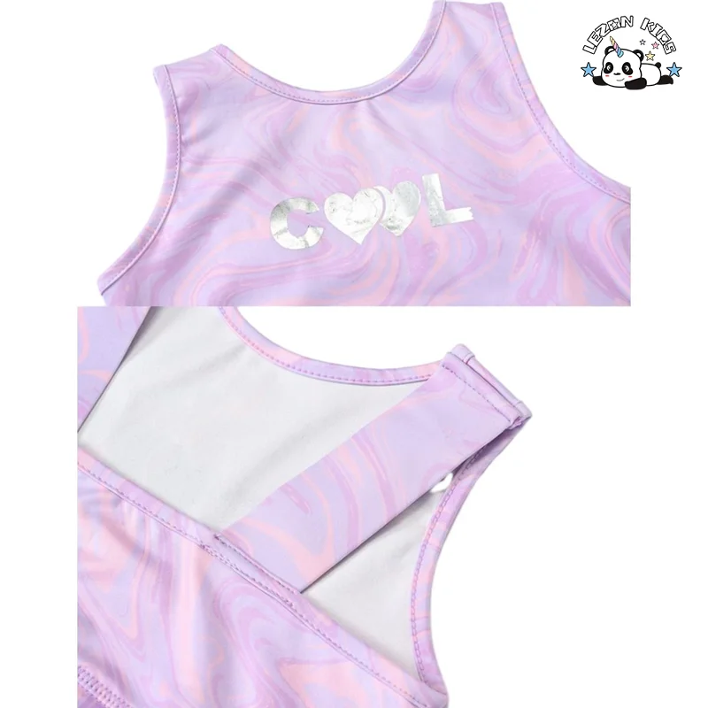 New Customized Metallic Printing Vest and Legging Two Pieces Outfits Kids Jogger Set for Summer - Product Image