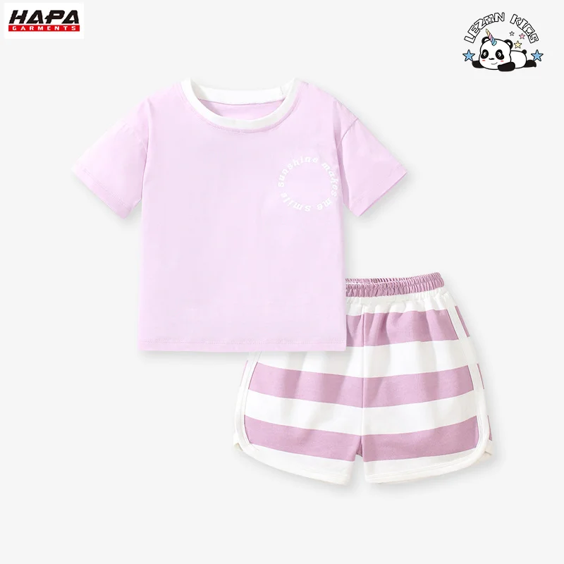 New Design Summer Stripe Style Two Piece Short Sleeve Children Casual Girls Sets for 2-8T - Product Image