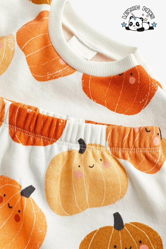 New Fashion Girls Long Sleeves Cotton Pullover Pumpkin Set Girls Clothing Sets for 2-14 Years Old - Product Image