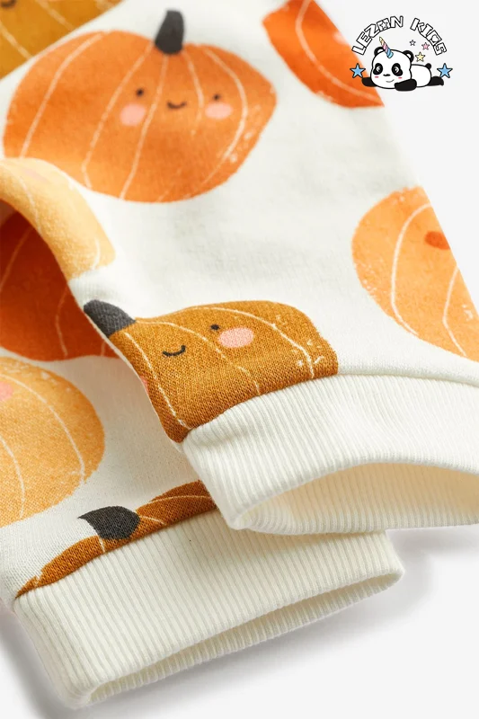 New Fashion Girls Long Sleeves Cotton Pullover Pumpkin Set Girls Clothing Sets for 2-14 Years Old - Product Image