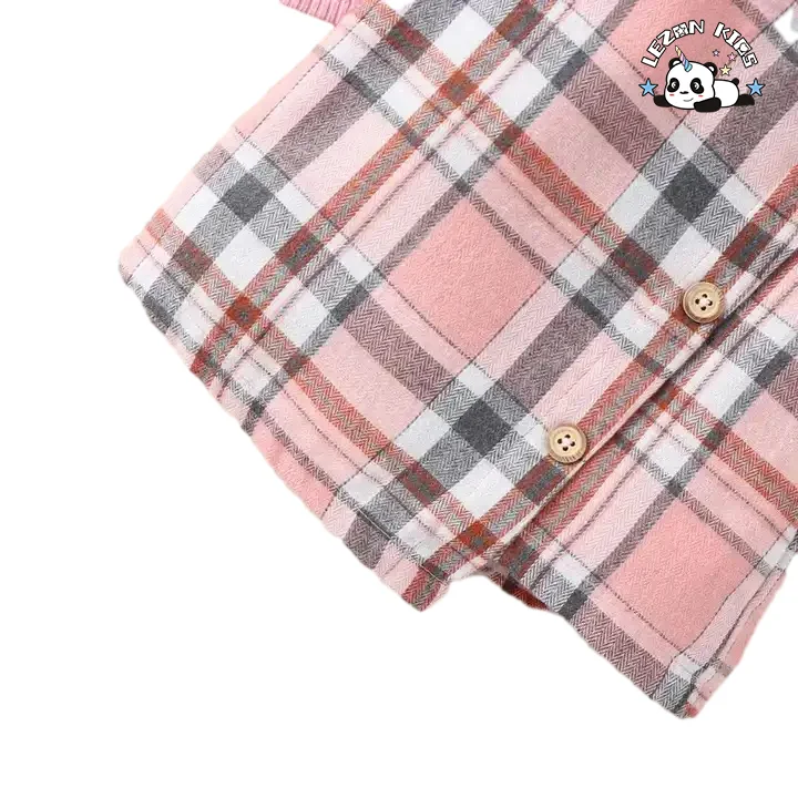 New Plaid Two Piece Set Short Sleeve Cotton Custom Boutique Little Girls Summer Children's Clothing Sets - Product Image
