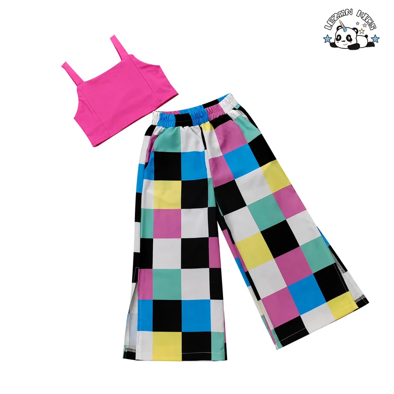 New Year Big Discount Colorful Plaid Style Girls Clothing Sets Sweet for 3 to 8T Girls