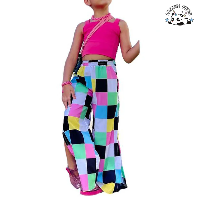 New Year Big Discount Colorful Plaid Style Girls Clothing Sets Sweet for 3 to 8T Girls - Product Image