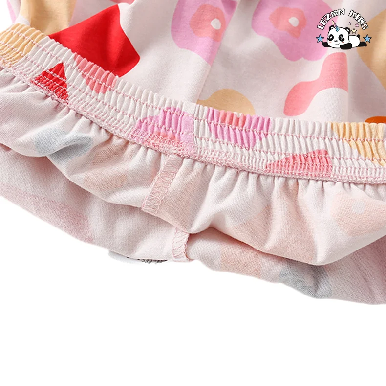 New in 2024 children printed round neck short sleeved pants cotton fabric daily life girls sets - Product Image