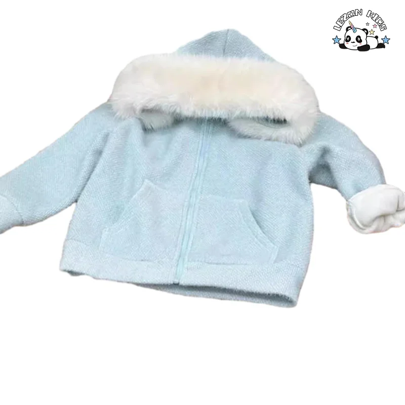 OEM Color Size Customized Children Winter Suit Velvet Wide Leg Pants Clothing Set for 2-14T Girls - Product Image