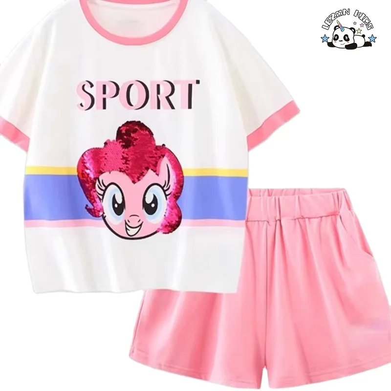 Conjuntos de Roupas de Verão Personalizáveis OEM 100% Algodão para Meninas Pequenas de 2 a 14 Anos