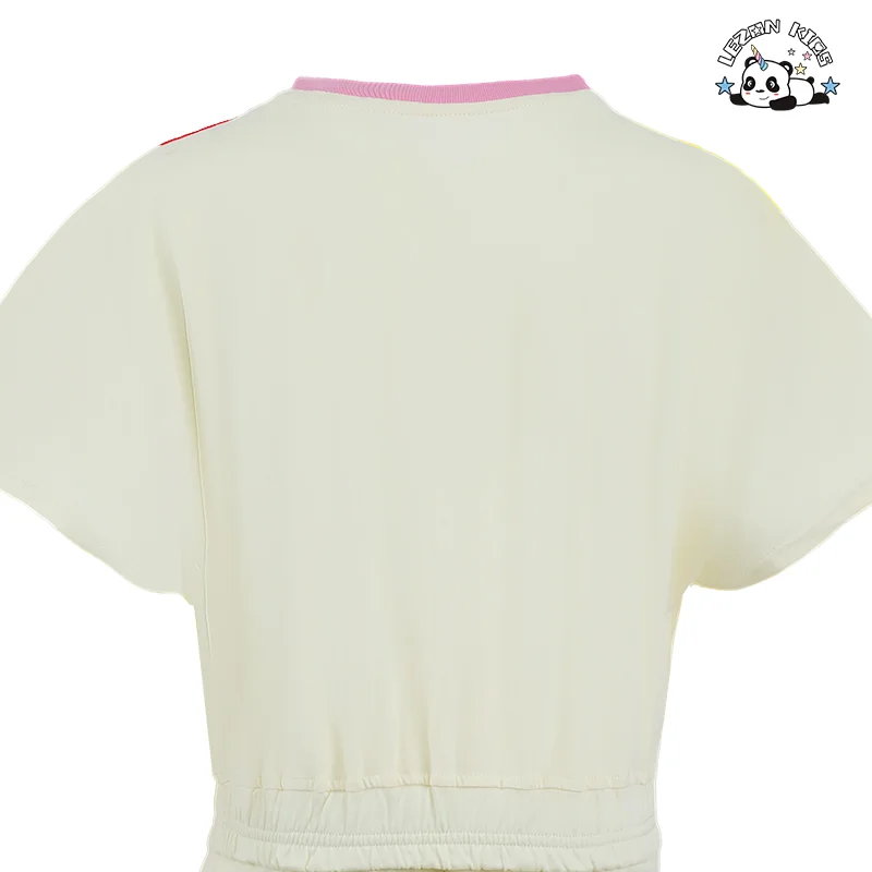 OEM Customizable Kids New Outfit Rainbow Sunflower T-shirt Girls Casual Suit Short Sleeves Two-piece Set - Product Image