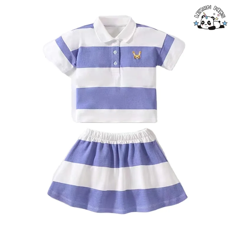 Conjuntos de Roupas de Meninas de Luxo Personalizáveis com Saia Esportiva Doce de Algodão 100% Suave para Verão