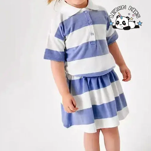 OEM Customizable Soft 100% Cotton Sweet Sport Skirt Luxury Girls Clothing Sets for Summer - Product Image