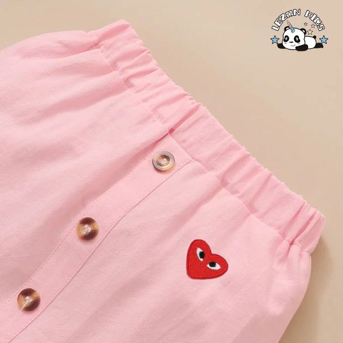 Conjunto de Roupas de Verão Personalizáveis para Meninas OEM Novo Top de Manga Curta Doce Saia Moda Infantil 2 Peças - Product Image