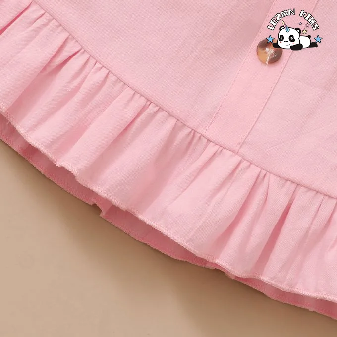 Conjunto de Roupas de Verão Personalizáveis para Meninas OEM Novo Top de Manga Curta Doce Saia Moda Infantil 2 Peças - Product Image
