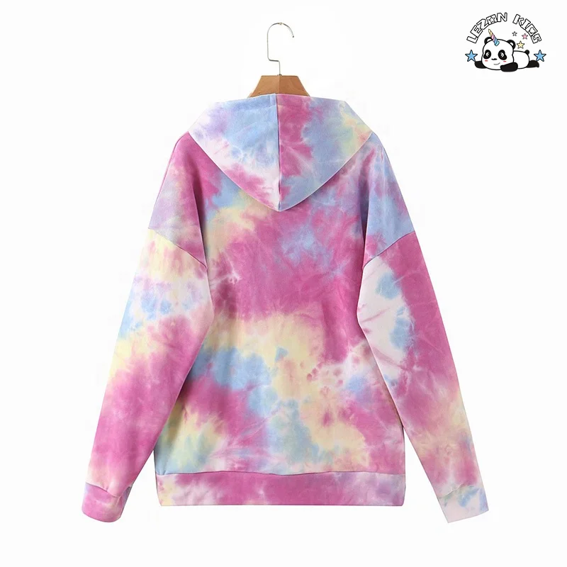Pink Blue Tie Dye Hoodie Joggers Shorts Pants Set Children Girls Tie Dye Kids Clothing - Product Image