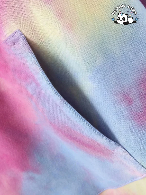 Pink Blue Tie Dye Hoodie Joggers Shorts Pants Set Children Girls Tie Dye Kids Clothing - Product Image