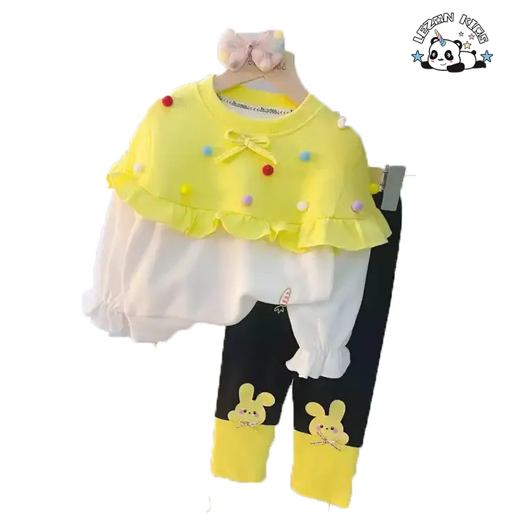 Sample Available Patchwork 2 Pieces Sweatshirt Girls Boutique Clothing Sets for 3 to 6T - Product Image