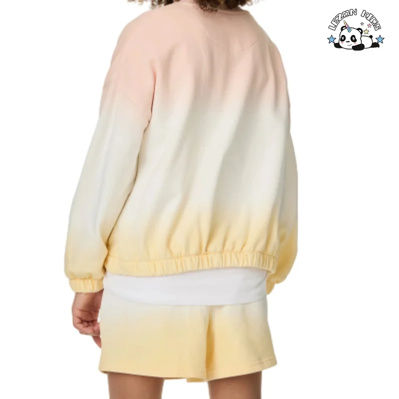 Conjunto de camisola de manga comprida e calções curtos para raparigas estilosas Conjunto de roupa infantil - Product Image