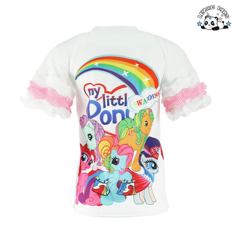 Summer Children Sequined Rainbow Zipper up Hooded Short Sleeve Top Set Casual Girls Clothing Sets - Product Image