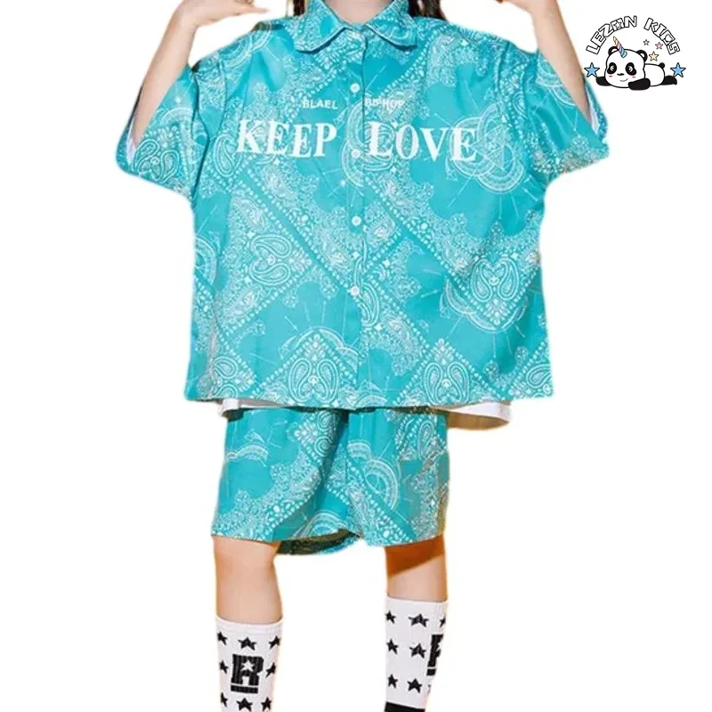 Roupas para Meninas Adolescentes Conjunto de Camisa Folha de Caju e Shorts Conjunto de Roupas para Crianças Hip-pop Street Dance Conjunto de Roupas para Meninos e Meninas