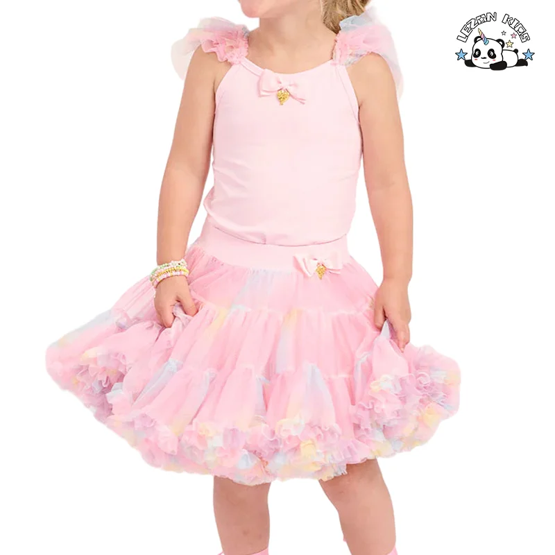Conjunto de Top de Algodão e Saia Tutu Top Fashion Estilo Doce para Festa de Meninas Conjuntos de Roupas