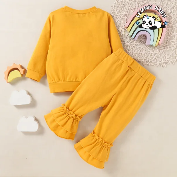 Wholesale Children's Clothing Rainbow Girls Sets Casual Customizable Logo Pattern Fabric Material Western Style Suits - Product Image