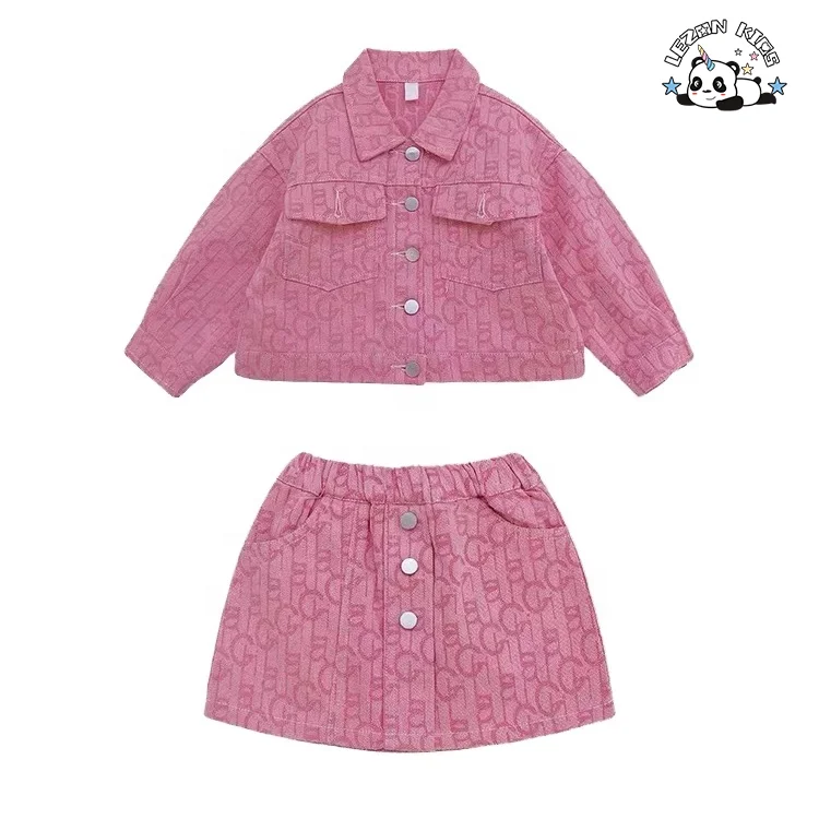 Wholesale Custom Cute Little Girl 2 Piece Kids Denim Sets