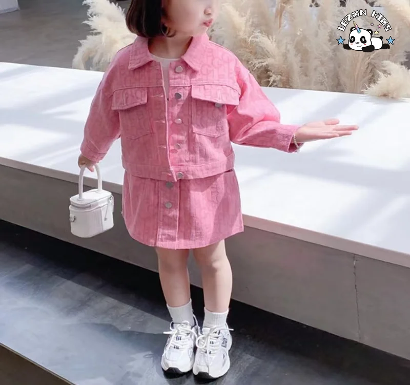 Wholesale Custom Cute Little Girl 2 Piece Kids Denim Sets - Product Image