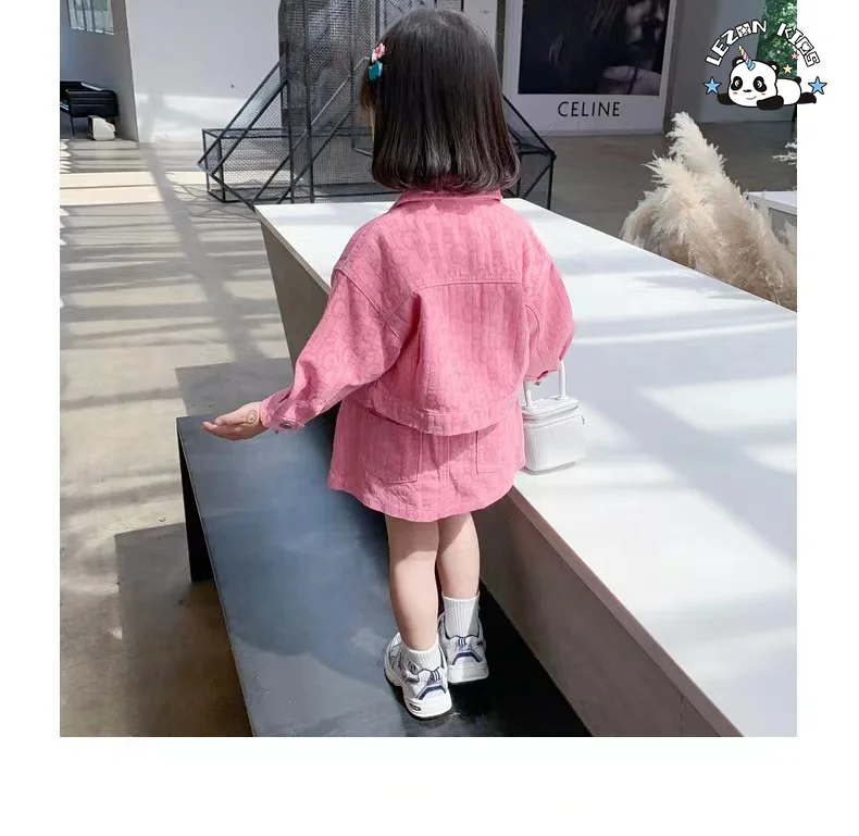 Wholesale Custom Cute Little Girl 2 Piece Kids Denim Sets - Product Image