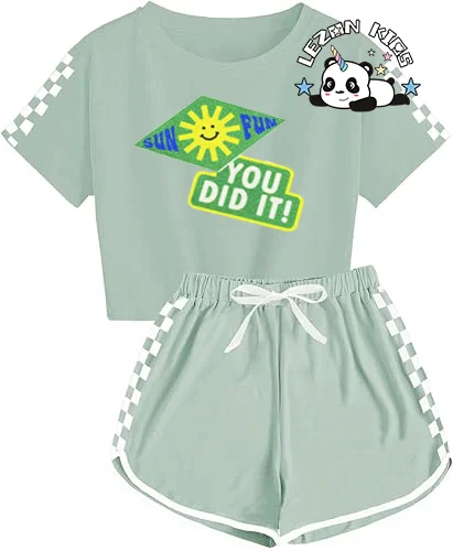 Wholesale Customization Short T-shirt and Shorts Girls Clothing Sets Cute 2 Pcs Girl Clothing Set - Product Image