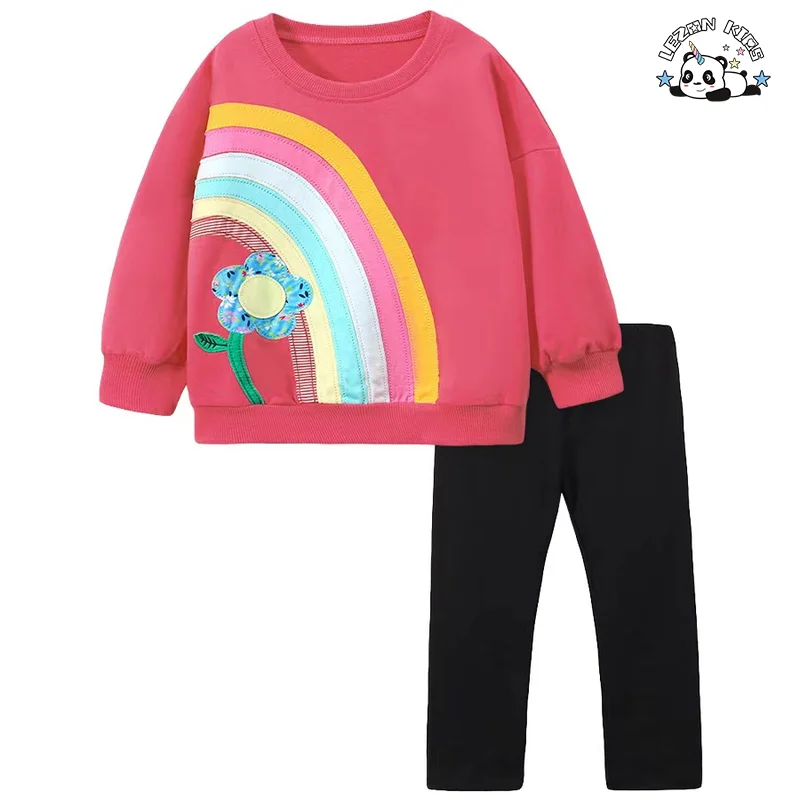 Wholesale Customization casual long sleeve and pants little cute girls clothing sets for spring