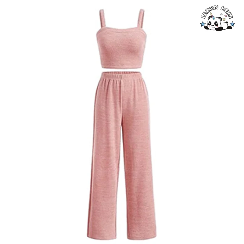 Wholesale Customization pink Suspender and Pants Little Girls Summer Clothing Sets