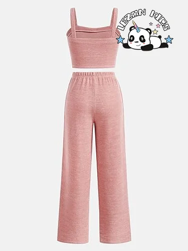 Wholesale Customization pink Suspender and Pants Little Girls Summer Clothing Sets - Product Image