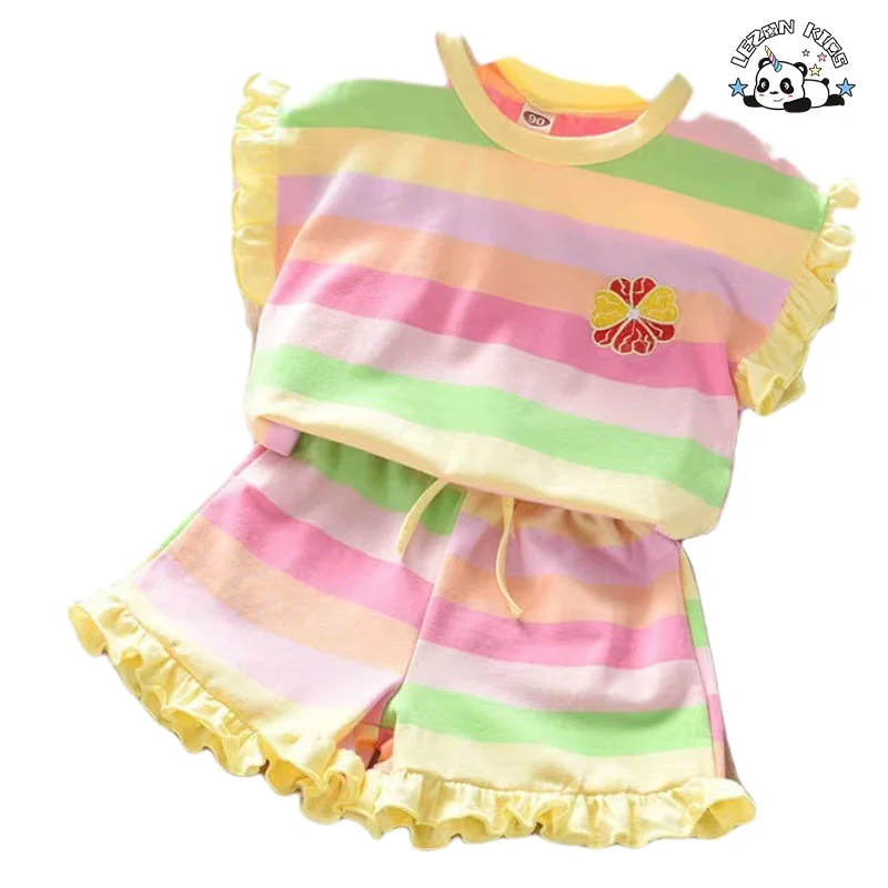 Conjunto de Roupas Femininas de Alta Qualidade para Venda no Atacado com Impressão de Flores Coloridas para Meninas Casuais para o Verão - Product Image