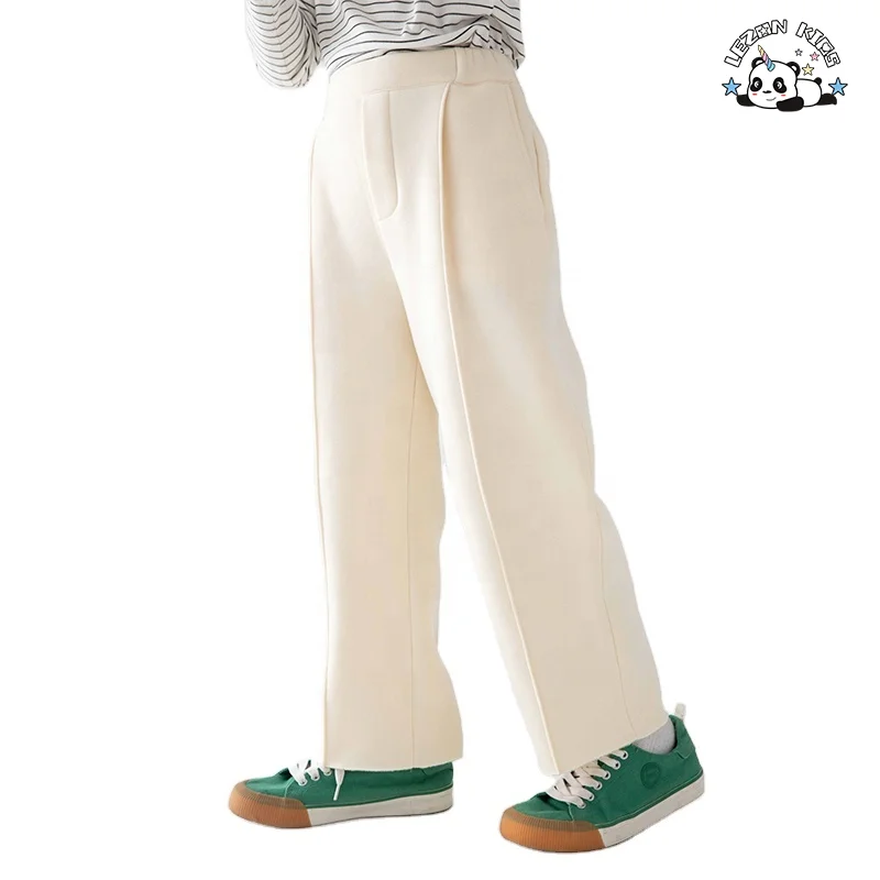 Winter Fashion New Plain Hoodie with Collar Zipper Loose Straight Trouser Girls Girls' Sports Sweatsuit Set - Product Image