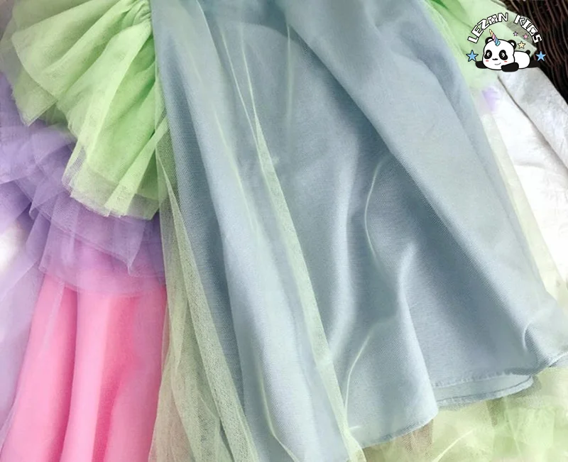 2020 Children Clothing Lavender Ruffles Sleeves Layered Dresses for Girls - Product Image
