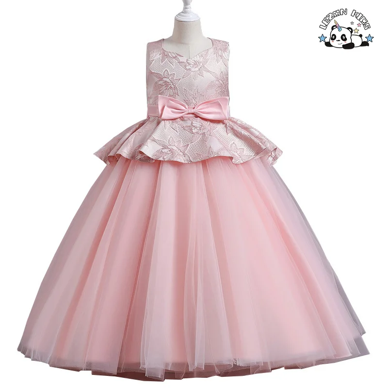 2023 Girl Children Wedding Dress Blue First Communion Formal long Lace Princess Prom Dress