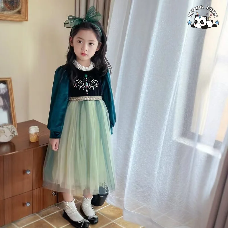 Vestido de Tule de Seda Princesa Menina 2023 Quente Venda Tutu Verde Quente para Meninas Pequenas - Product Image