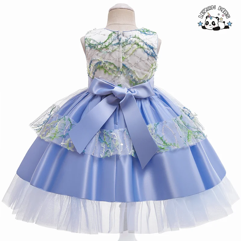 2023 New Children's Dress Sequin Bow Mesh Gauze Girl Princess Ball Gown Dress For Girls - Product Image