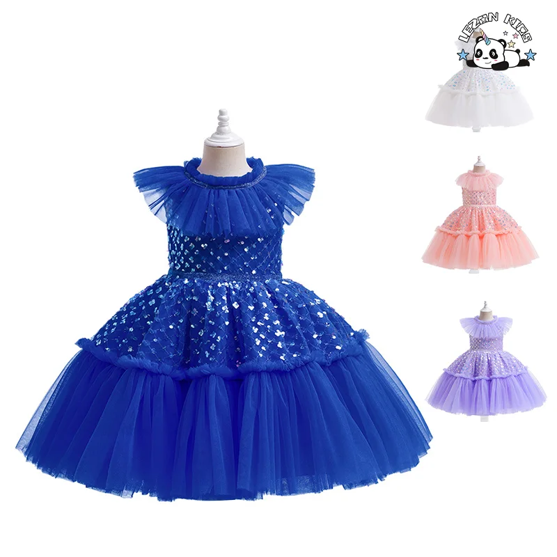2023 New Children's Dress Sequin Mesh Gauze Layered Girl Princess Ball Gown Dress For Girls